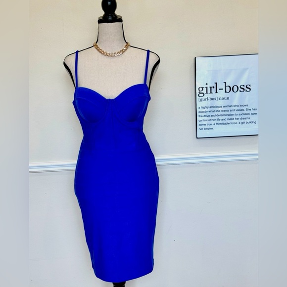 Blue Strapless Dress - Picture 3 of 3